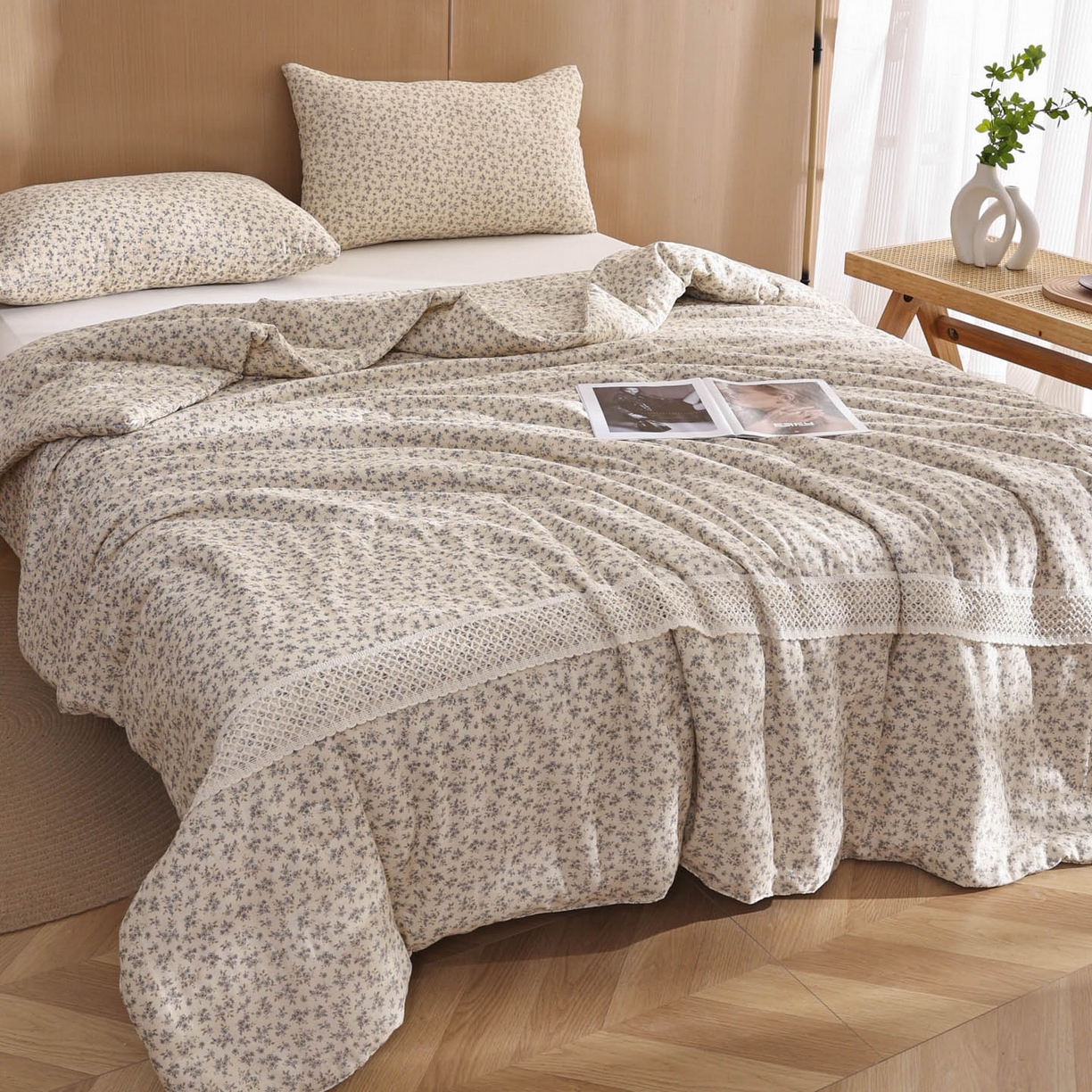 91家纺网 家纺一手货源 找家纺 尊妙被业 2026新款全棉双层纱蚕蛹蛋白抗菌夏被被子被芯 锦织-米