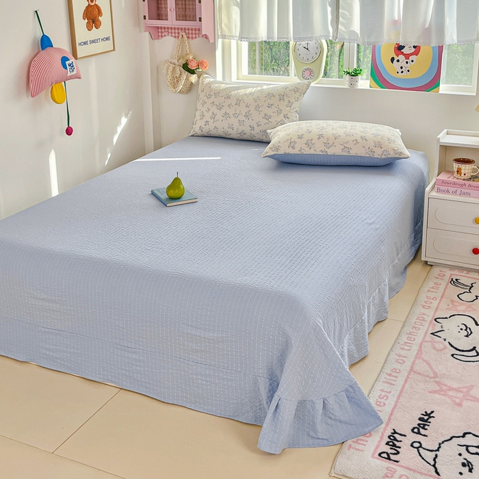 91家纺网 家纺一手货源 找家纺 利禾家纺 2026春夏新款泡芙纱简约夏被四件套夏凉被空调被 兰花草-简约