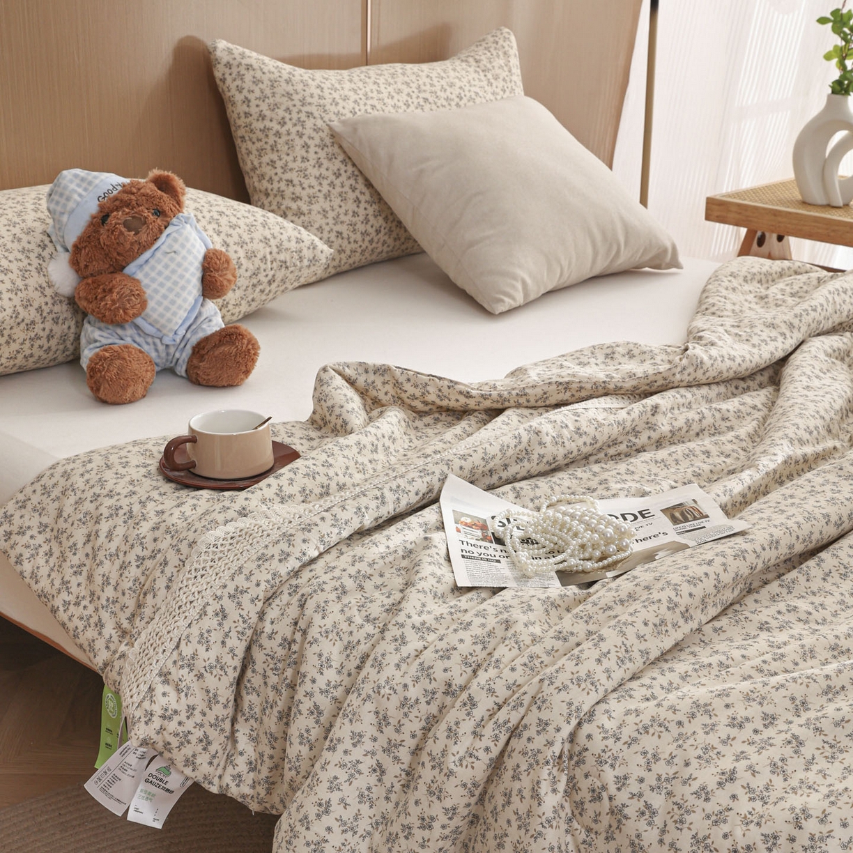 91家纺网 家纺一手货源 找家纺 尊妙被业 2026新款全棉双层纱蚕蛹蛋白抗菌夏被被子被芯 锦织-米