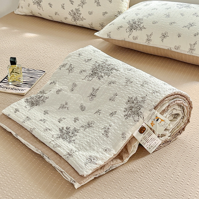 利禾家纺 2026春夏新款泡芙纱简约夏被四件套夏凉被空调被 南洋-简约