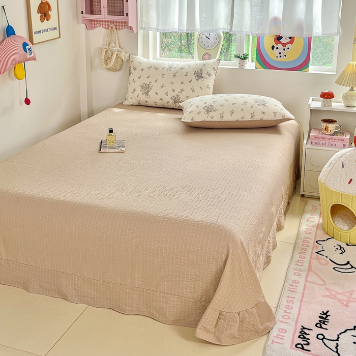 91家纺网 家纺一手货源 找家纺 利禾家纺 2026春夏新款泡芙纱简约夏被四件套夏凉被空调被 南洋-简约