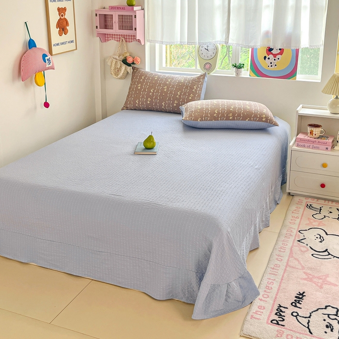 91家纺网 家纺一手货源 找家纺 利禾家纺 2026春夏新款泡芙纱简约夏被四件套夏凉被空调被 情人节咖-简约