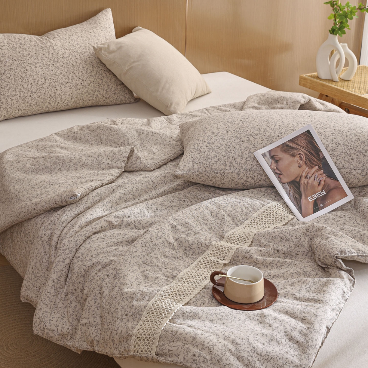 91家纺网 家纺一手货源 找家纺 尊妙被业 2026新款全棉双层纱蚕蛹蛋白抗菌夏被被子被芯 细枝漫野