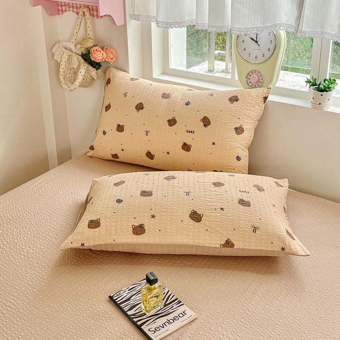 91家纺网 家纺一手货源 找家纺 利禾家纺 2026春夏新款泡芙纱简约夏被四件套夏凉被空调被 曲奇猫-简约