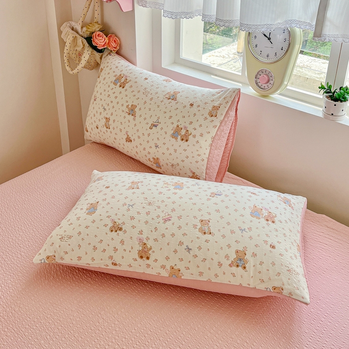 91家纺网 家纺一手货源 找家纺 利禾家纺 2026春夏新款泡芙纱简约夏被四件套夏凉被空调被 生日熊-简约