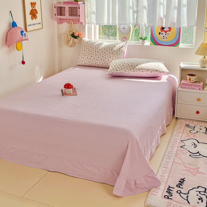 91家纺网 家纺一手货源 找家纺 利禾家纺 2026春夏新款泡芙纱简约夏被四件套夏凉被空调被 香雪-简约