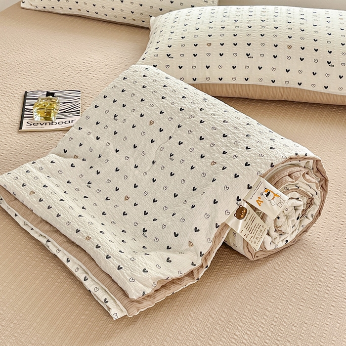 利禾家纺 2026春夏新款泡芙纱简约夏被四件套夏凉被空调被 心心相印-简约