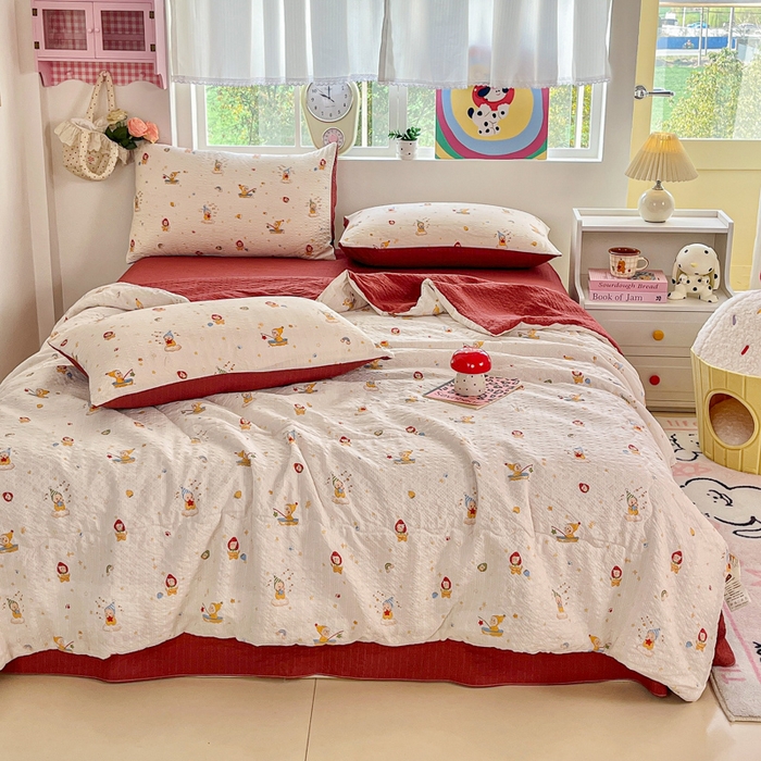 91家纺网 家纺一手货源 找家纺 利禾家纺 2026春夏新款泡芙纱简约夏被四件套夏凉被空调被 星星人-简约