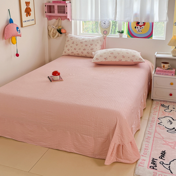 91家纺网 家纺一手货源 找家纺 利禾家纺 2026春夏新款泡芙纱简约夏被四件套夏凉被空调被 月光-简约