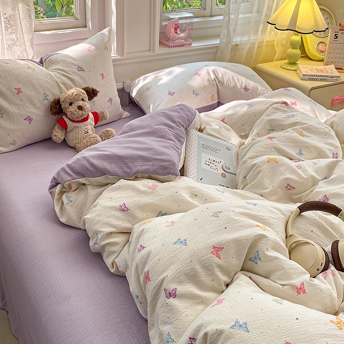 91家纺网 家纺一手货源 找家纺 （总）梦卓家纺 2026新款超柔云感木棉双层纱四件套