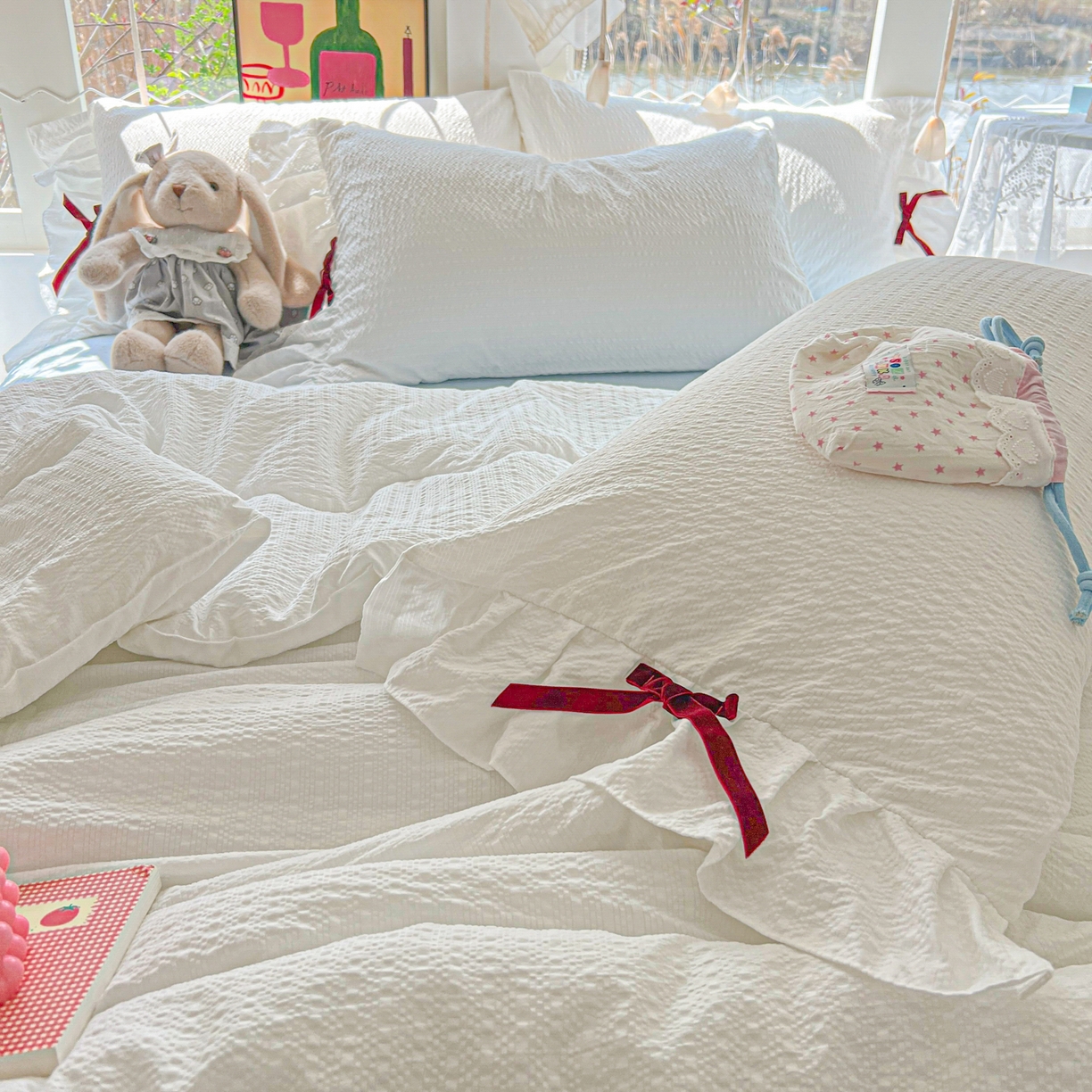 91家纺网 家纺一手货源 找家纺 （总）爱彼家纺 2026新款纯色花边蝴蝶结夏被空调被夏凉被