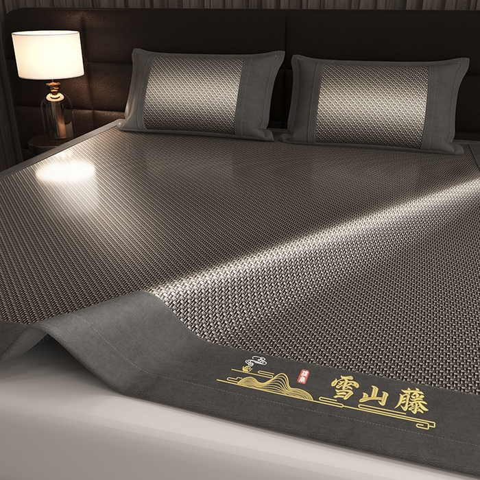 91家纺网 家纺一手货源 找家纺 yyds网供 2026新款礼品团购PE雪藤席新中式冰藤席凉席空调席子-PE雪山藤 PE雪藤-灰