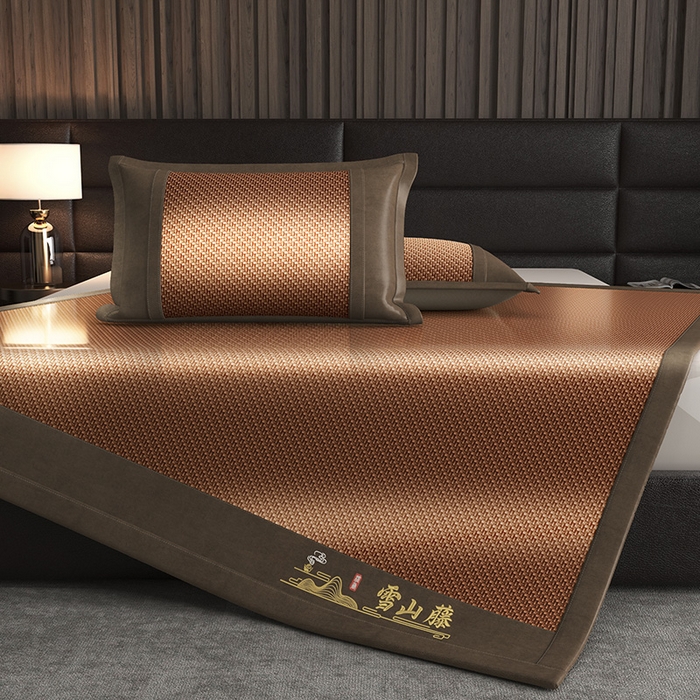 yyds网供 2026新款礼品团购PE雪藤席新中式冰藤席凉席空调席子-PE雪山藤 PE雪藤-咖