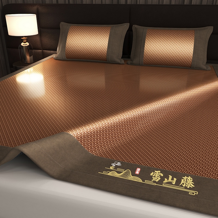 91家纺网 家纺一手货源 找家纺 yyds网供 2026新款礼品团购PE雪藤席新中式冰藤席凉席空调席子-PE雪山藤 PE雪藤-咖