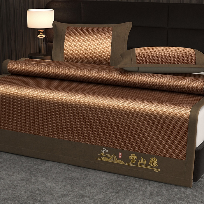 91家纺网 家纺一手货源 找家纺 yyds网供 2026新款礼品团购PE雪藤席新中式冰藤席凉席空调席子-PE雪山藤 PE雪藤-咖