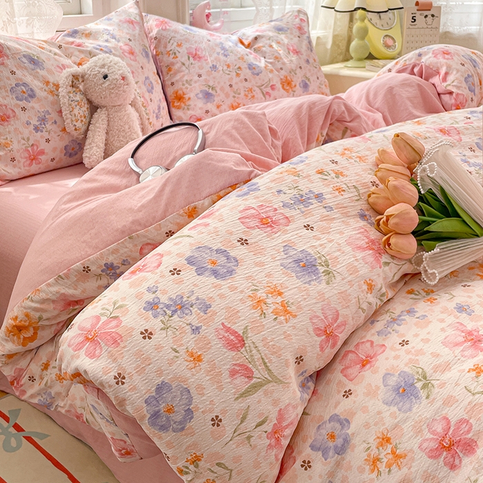 梦卓家纺 2026新款超柔云感木棉双层纱四件套 花梦