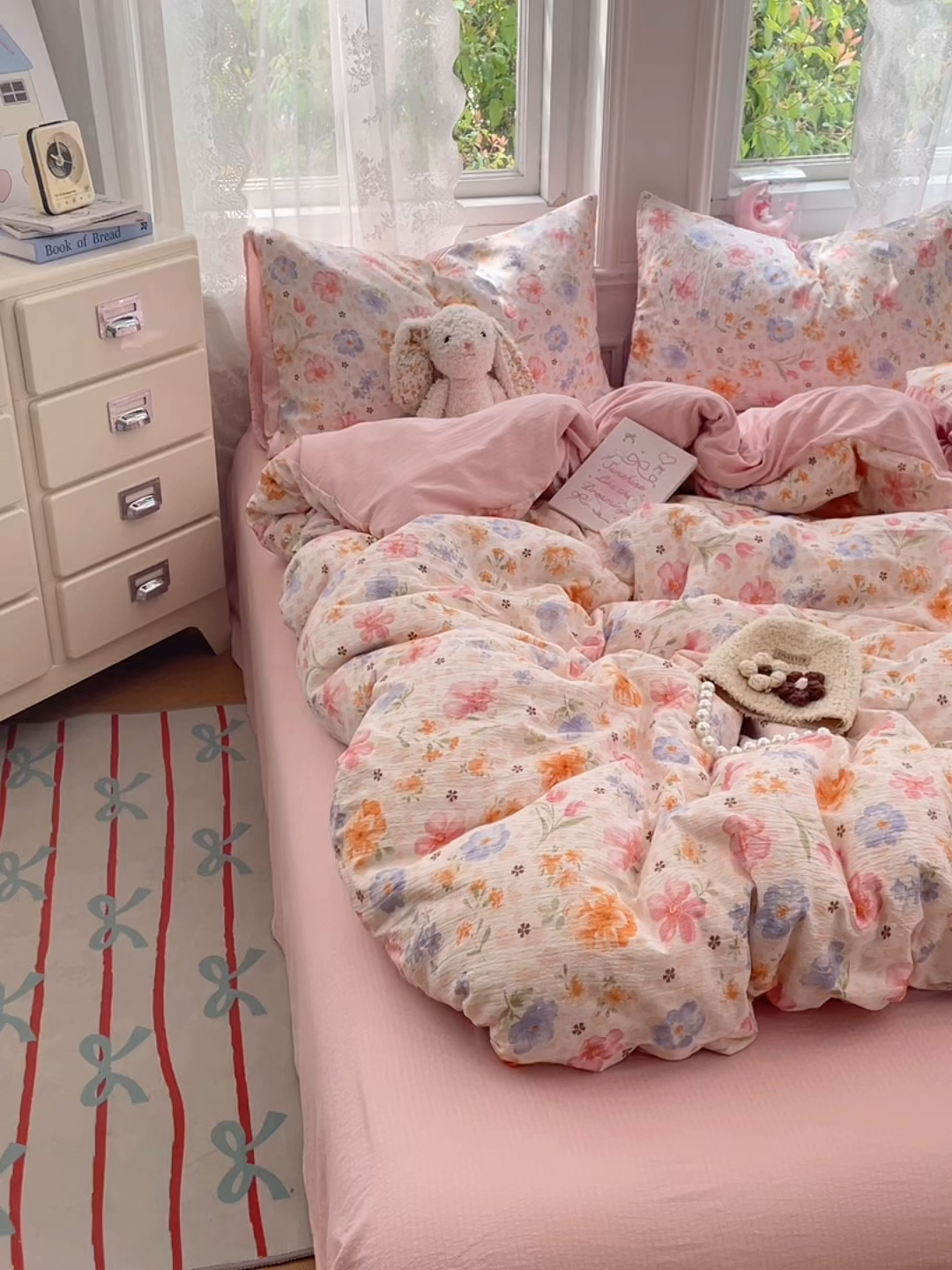 91家纺网 家纺一手货源 找家纺 梦卓家纺 2026新款超柔云感木棉双层纱四件套 花梦