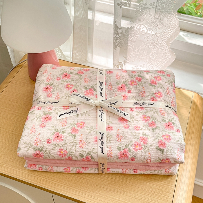 91家纺网 家纺一手货源 找家纺 梦卓家纺 2026新款超柔云感木棉双层纱四件套 花田