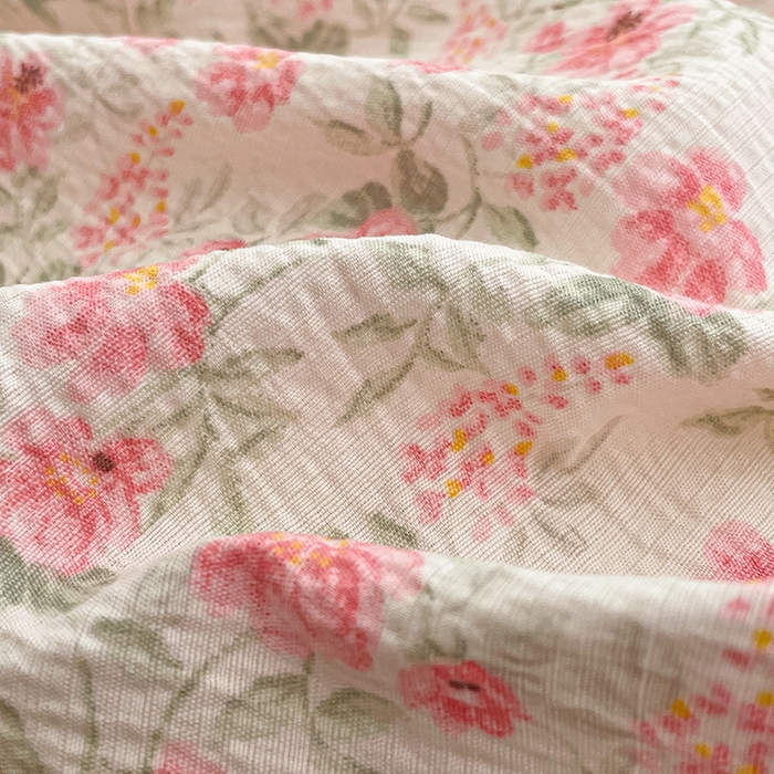 91家纺网 家纺一手货源 找家纺 梦卓家纺 2026新款超柔云感木棉双层纱四件套 花田