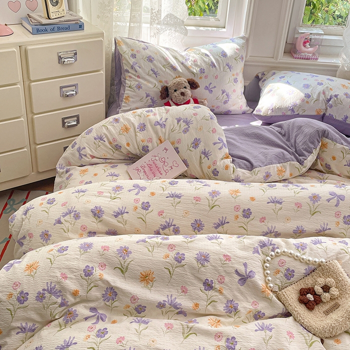 91家纺网 家纺一手货源 找家纺 梦卓家纺 2026新款超柔云感木棉双层纱四件套 花序