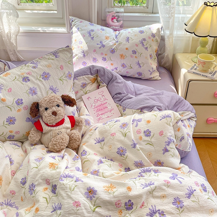 91家纺网 家纺一手货源 找家纺 梦卓家纺 2026新款超柔云感木棉双层纱四件套 花序