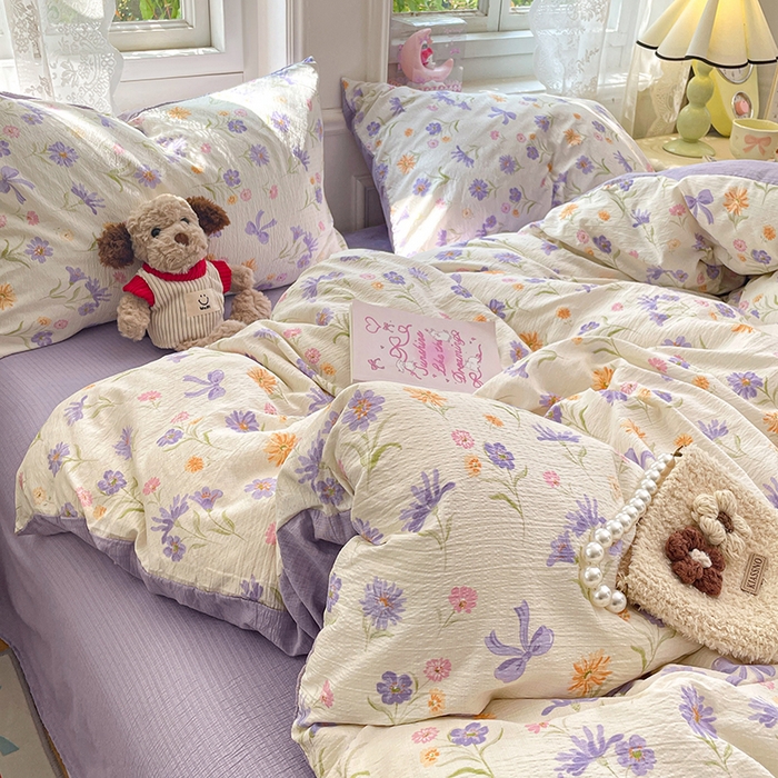 91家纺网 家纺一手货源 找家纺 梦卓家纺 2026新款超柔云感木棉双层纱四件套 花序