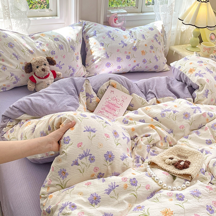 91家纺网 家纺一手货源 找家纺 梦卓家纺 2026新款超柔云感木棉双层纱四件套 花序