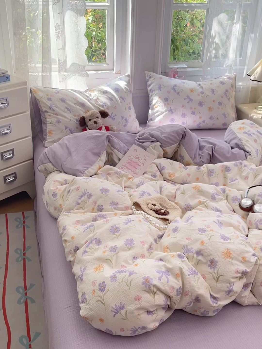 91家纺网 家纺一手货源 找家纺 梦卓家纺 2026新款超柔云感木棉双层纱四件套 花序