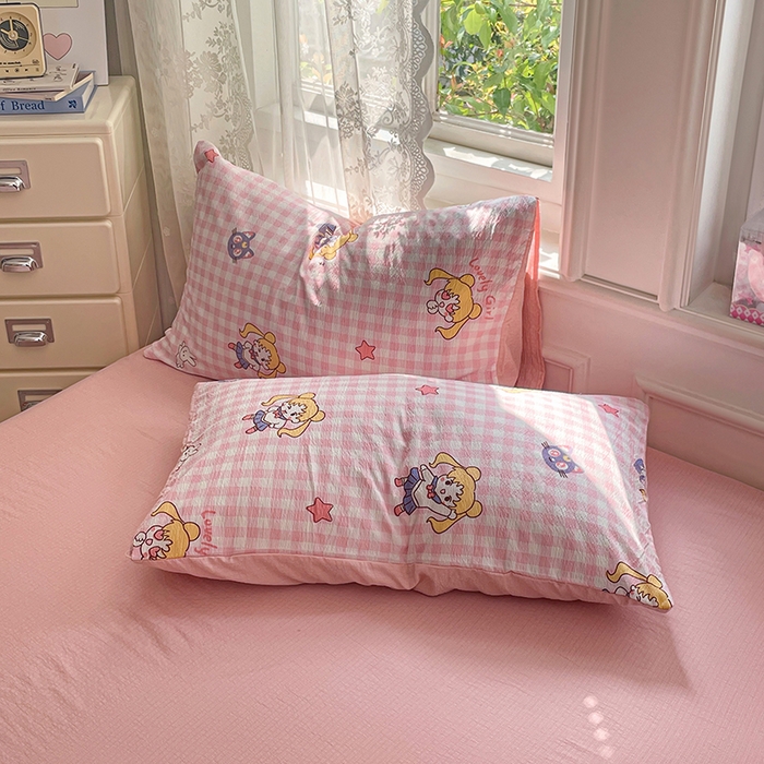 91家纺网 家纺一手货源 找家纺 梦卓家纺 2026新款超柔云感木棉双层纱四件套 美少女战士