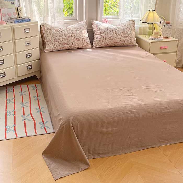 91家纺网 家纺一手货源 找家纺 梦卓家纺 2026新款超柔云感木棉双层纱四件套 蘑菇小兔屋