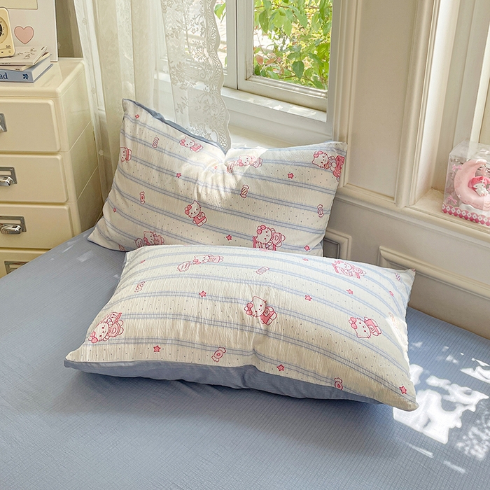 91家纺网 家纺一手货源 找家纺 梦卓家纺 2026新款超柔云感木棉双层纱四件套 奶蓝KT