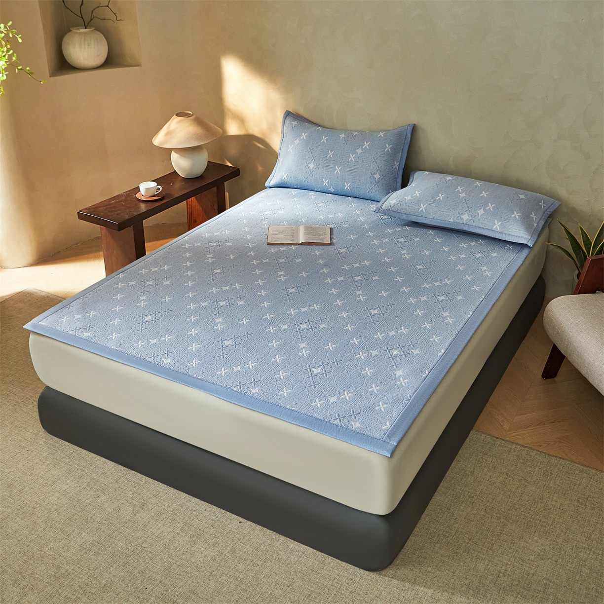 91家纺网 家纺一手货源 找家纺 （总）慕木家纺 2026新款冰豆豆满天星凉席床笠席子凉席