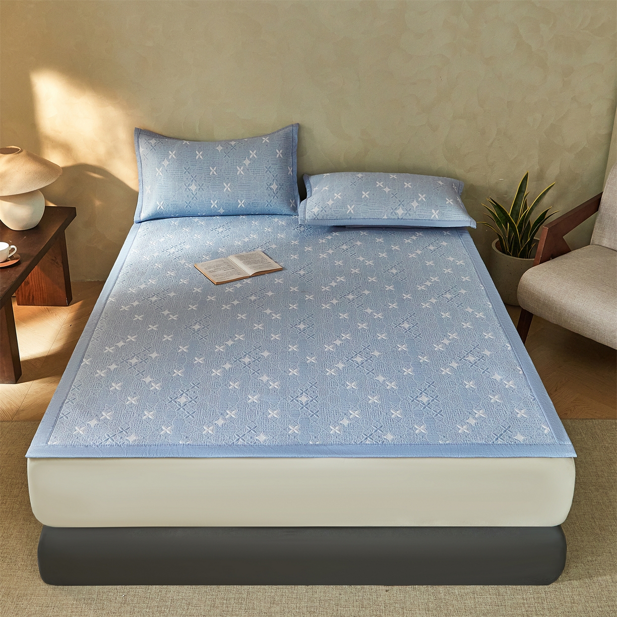 91家纺网 家纺一手货源 找家纺 （总）慕木家纺 2026新款冰豆豆满天星凉席床笠席子凉席