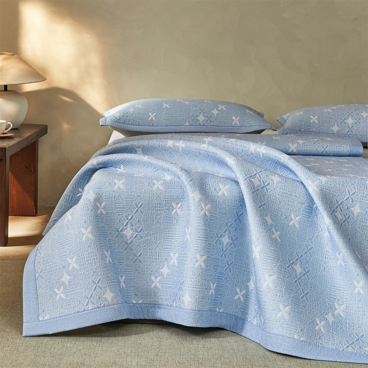 91家纺网 家纺一手货源 找家纺 （总）慕木家纺 2026新款冰豆豆满天星凉席床笠席子凉席