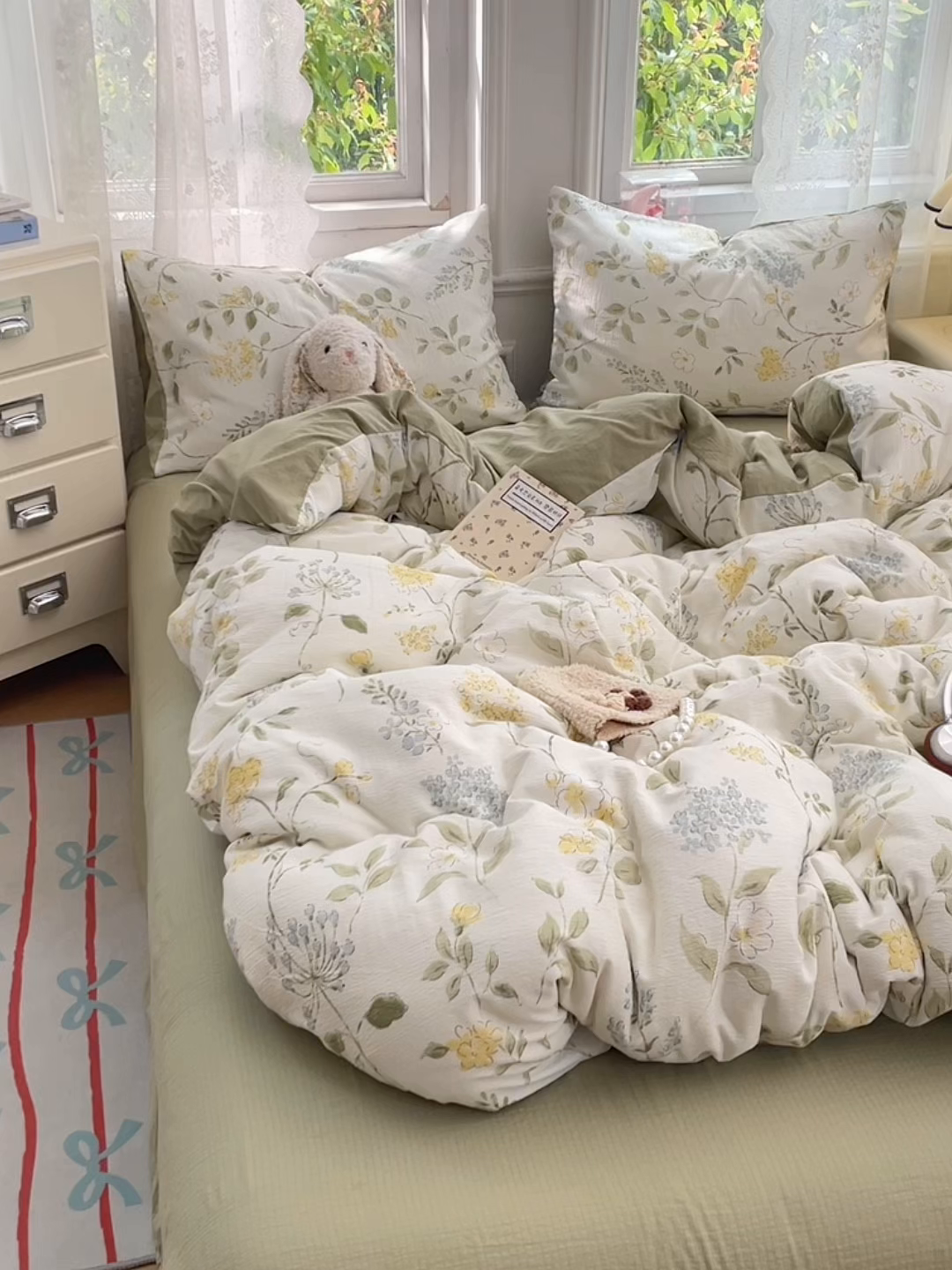 91家纺网 家纺一手货源 找家纺 梦卓家纺 2026新款超柔云感木棉双层纱四件套 青蔓