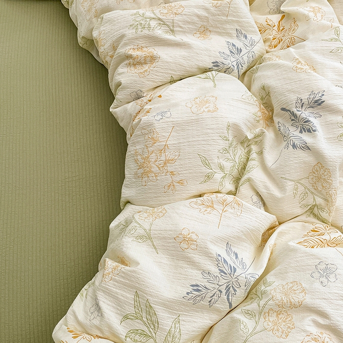 91家纺网 家纺一手货源 找家纺 梦卓家纺 2026新款超柔云感木棉双层纱四件套 青枝