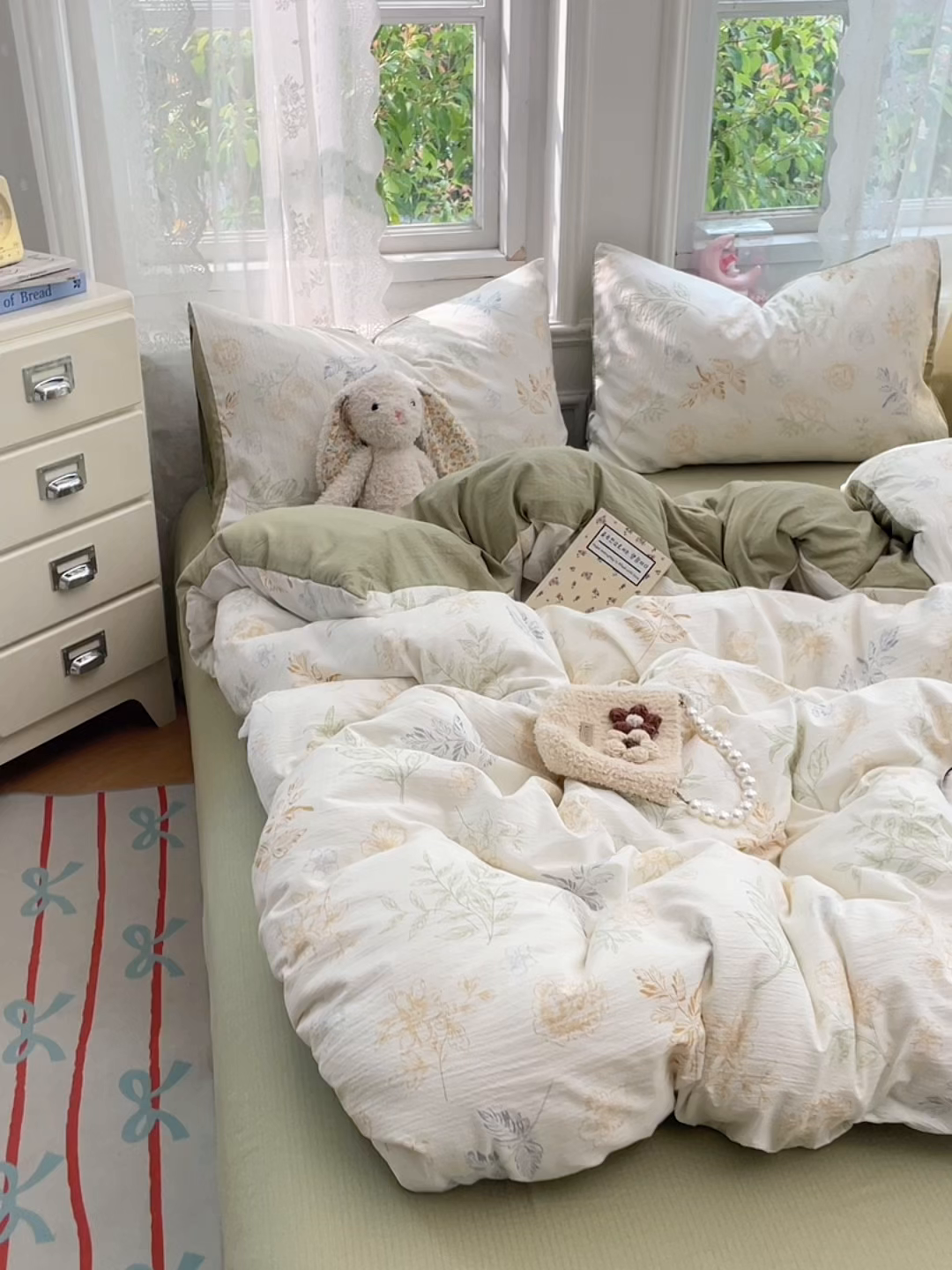 91家纺网 家纺一手货源 找家纺 梦卓家纺 2026新款超柔云感木棉双层纱四件套 青枝