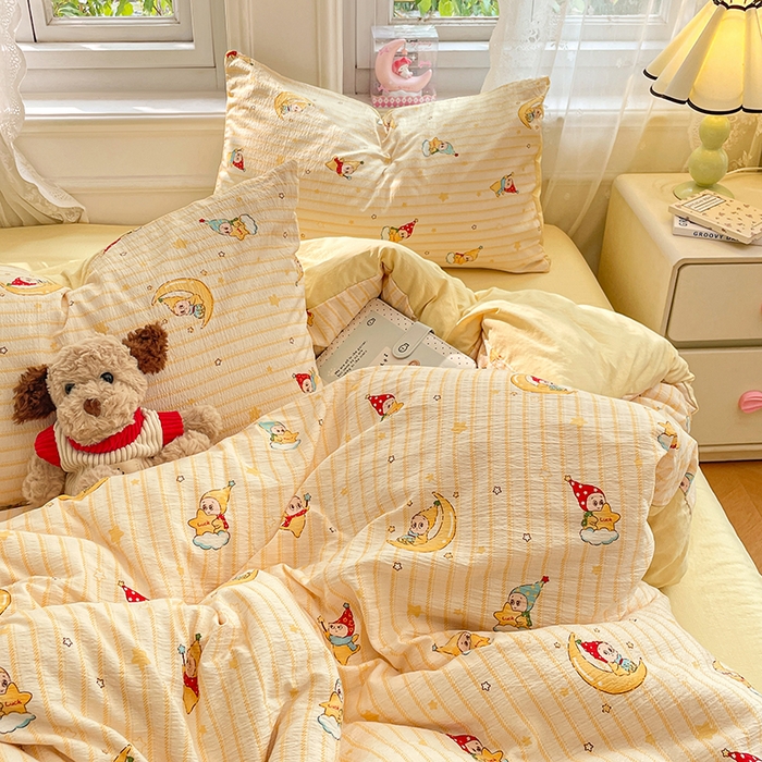 91家纺网 家纺一手货源 找家纺 梦卓家纺 2026新款超柔云感木棉双层纱四件套 星空仔