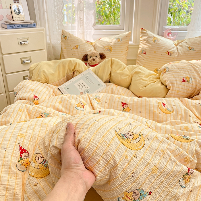 91家纺网 家纺一手货源 找家纺 梦卓家纺 2026新款超柔云感木棉双层纱四件套 星空仔