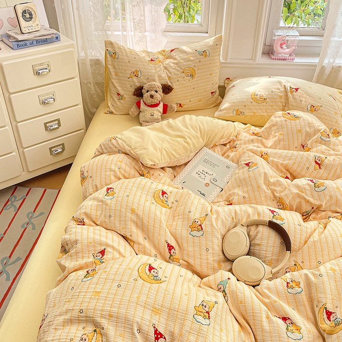 91家纺网 家纺一手货源 找家纺 梦卓家纺 2026新款超柔云感木棉双层纱四件套 星空仔