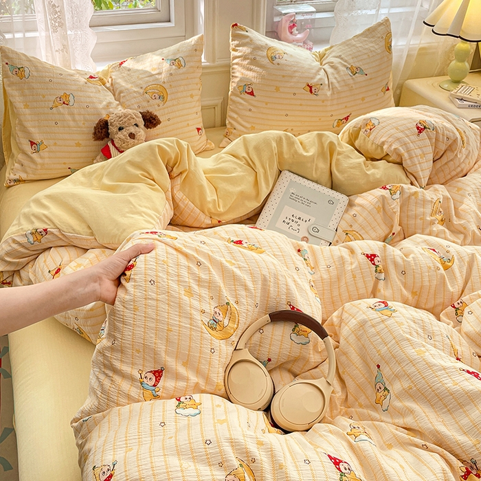 91家纺网 家纺一手货源 找家纺 梦卓家纺 2026新款超柔云感木棉双层纱四件套 星空仔