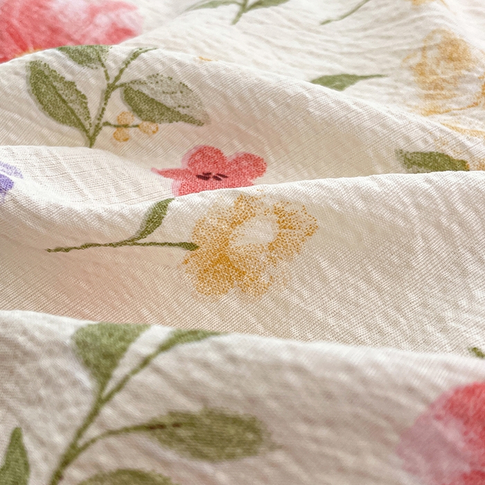 91家纺网 家纺一手货源 找家纺 梦卓家纺 2026新款超柔云感木棉双层纱四件套 紫花小猫