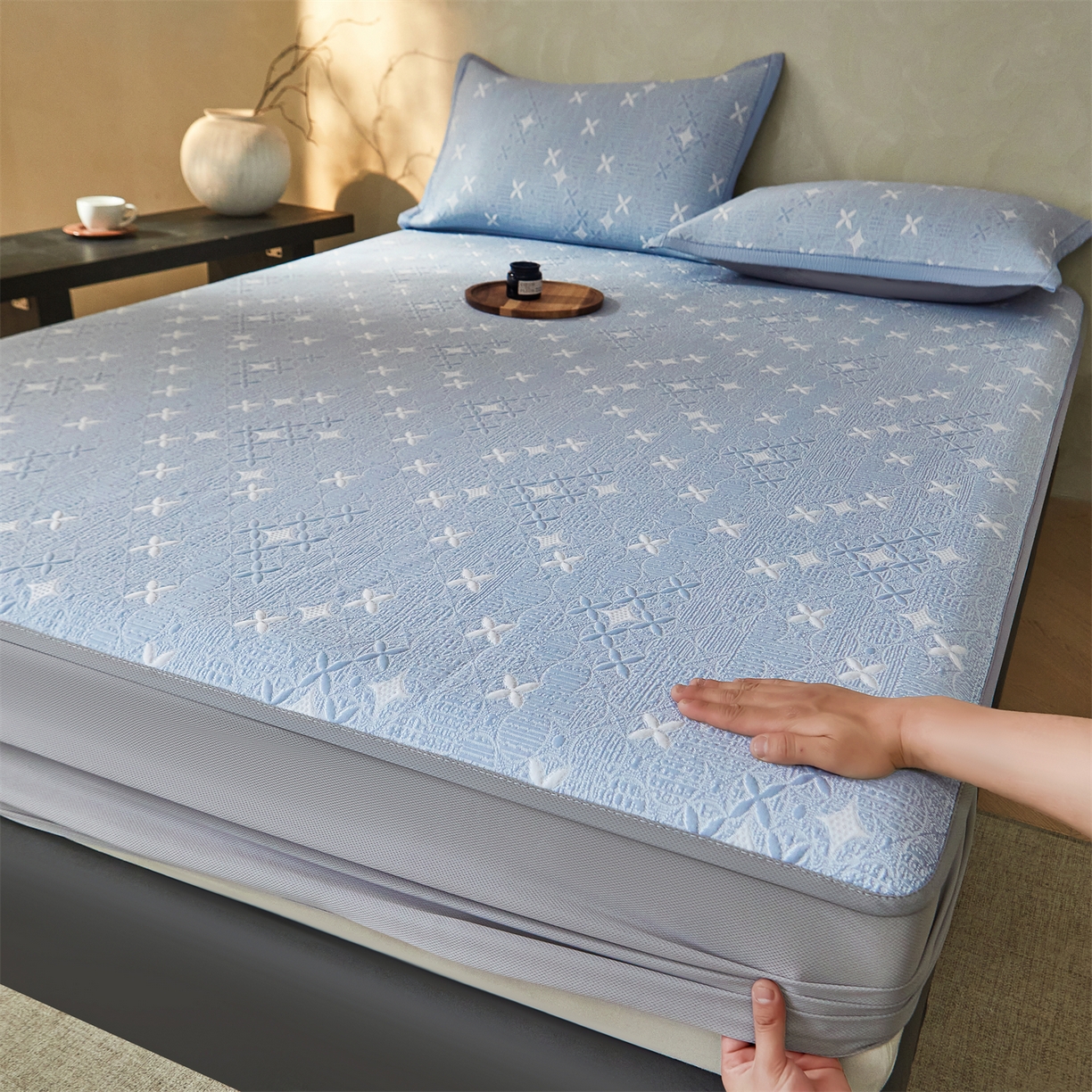 91家纺网 家纺一手货源 找家纺 （总）慕木家纺 2026新款冰豆豆满天星凉席床笠席子凉席