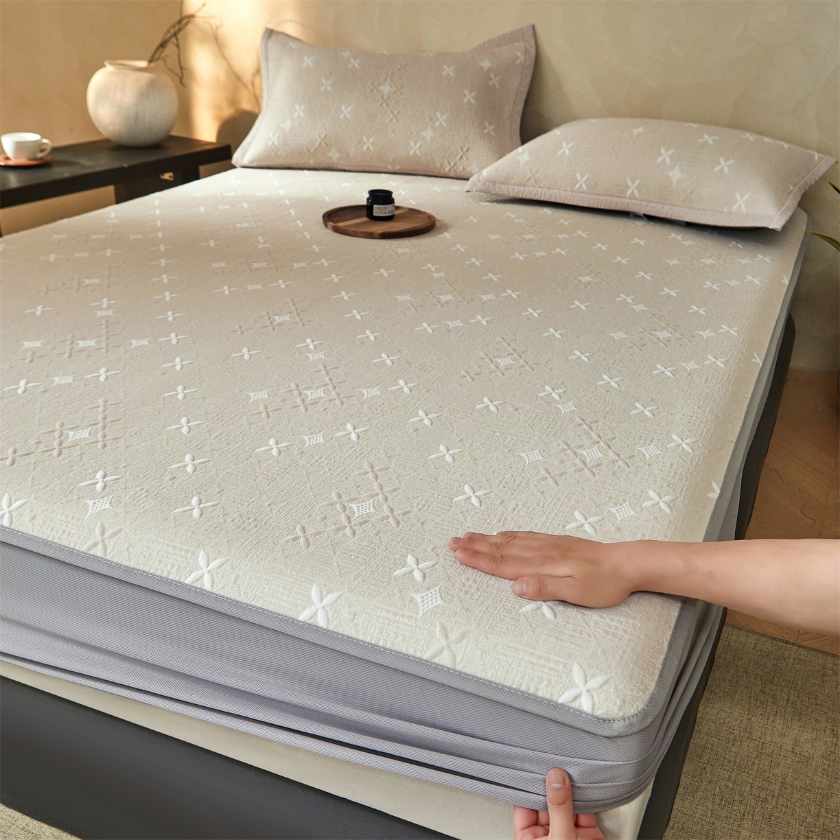 91家纺网 家纺一手货源 找家纺 （总）慕木家纺 2026新款冰豆豆满天星凉席床笠席子凉席