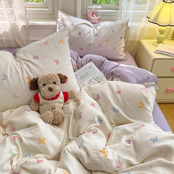 梦卓家纺 2026新款云感木棉双层纱单品被套 紫梦蝶