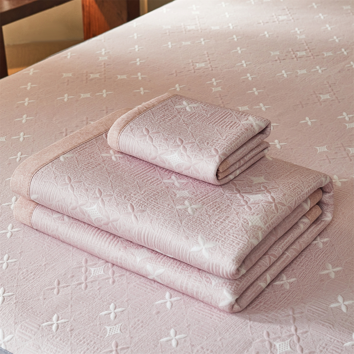 91家纺网 家纺一手货源 找家纺 慕木家纺 2026新款冰豆豆满天星凉席床笠席子凉席 床席款-满天星-粉