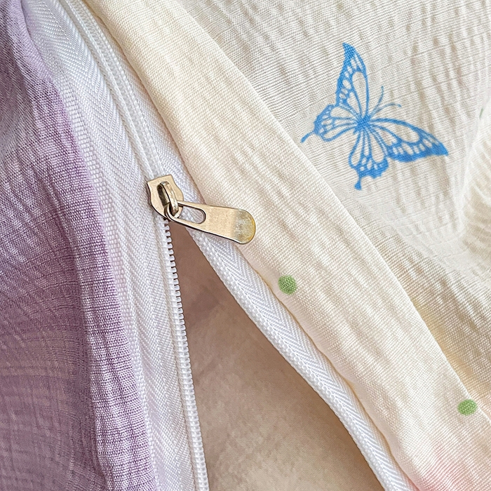 91家纺网 家纺一手货源 找家纺 梦卓家纺 2026新款云感木棉双层纱单品被套 紫梦蝶