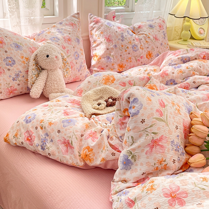 91家纺网 家纺一手货源 找家纺 梦卓家纺 2026新款云感木棉双层纱单品被套 花梦