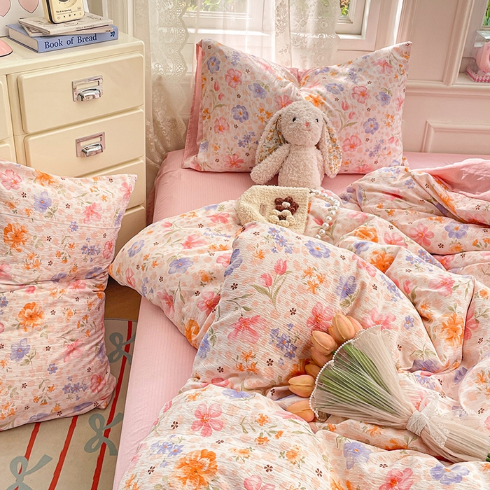 91家纺网 家纺一手货源 找家纺 梦卓家纺 2026新款云感木棉双层纱单品被套 花梦