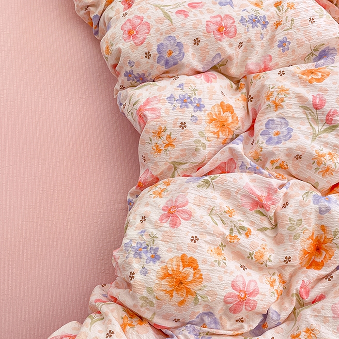 91家纺网 家纺一手货源 找家纺 梦卓家纺 2026新款云感木棉双层纱单品被套 花梦